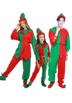 Parent-child family Christmas elves luxury 7-piece suit party event costumes