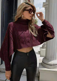 Women turtleneck knitting cape top