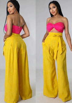 Women High Waisted Casual Wide Leg Pants