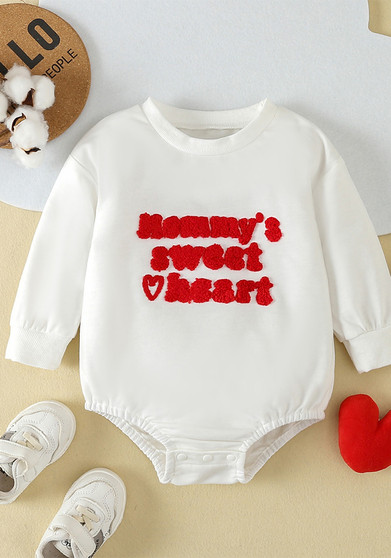 Valentine's Day Children's Clothing Spring Newborn Baby Long Sleeve Letter Embroidered Onesie Bodysuit