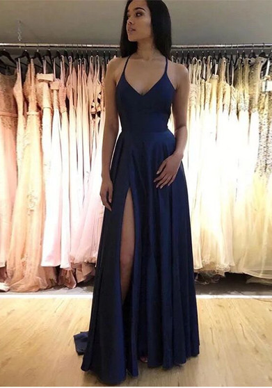 Women Sleeveless Slit Evening Gown