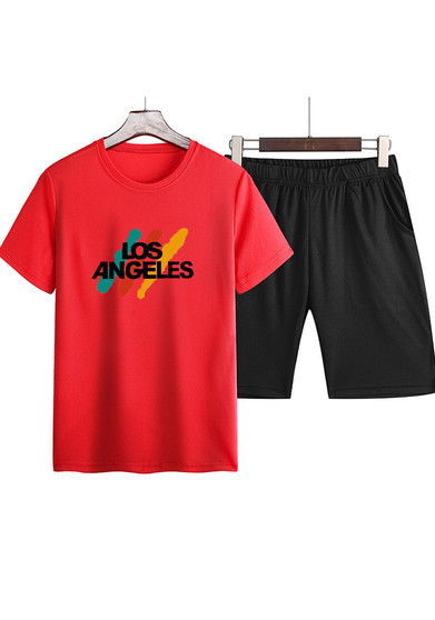 Men'S Fitting Trend Casual Set Men'S Summer Short Sleeve T-Shirt Shrots Two-Piece Set