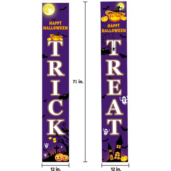 (2PCS)halloween curtain festive background decoration couplet banner pumpkin ghost banner