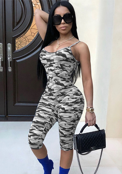 Women's Dresses Camouflage Suspenders Jumpsuit