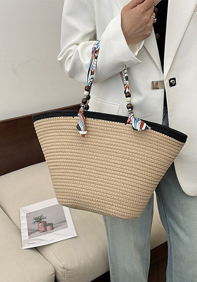 Women Popular Beach Holidays Straw Bag Shoulder Tote Bag