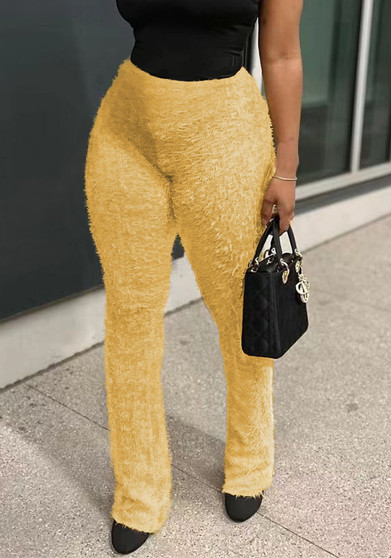 Women Solid furry Pants