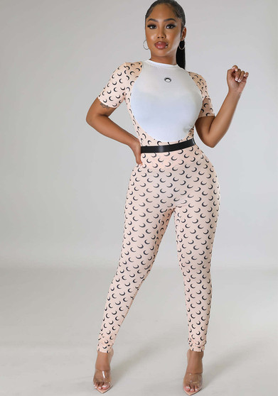 Women's Spring Summer Fashionable Printed Short-Sleeved Two-Piece Trousers Set