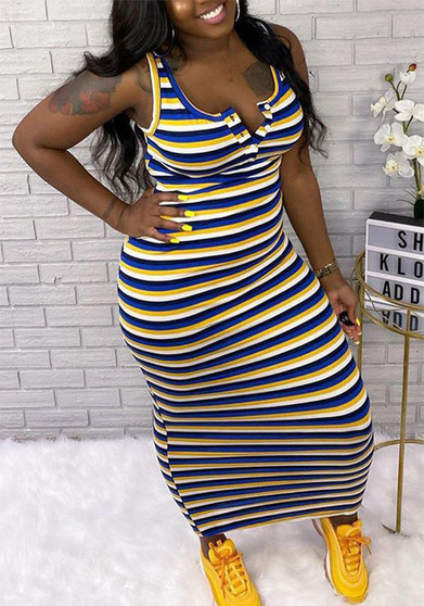 Plus Size Women Striped Dress