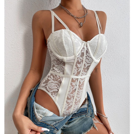 Summer sexy lace Patchwork street style bodysuit