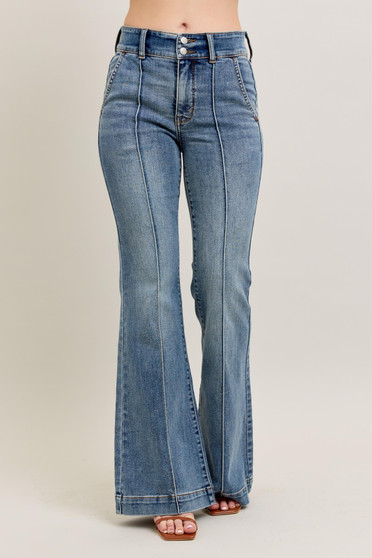 Judy Blue Full Size High-Waist Flare Denim Jeans with Front Seam Detail Plus Size