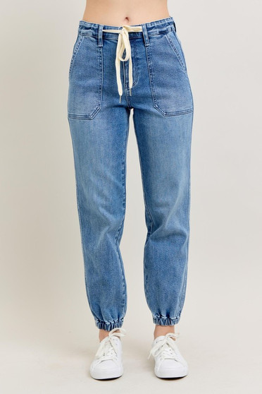 Judy Blue Full Size High Waist Denim Jogger Plus Size