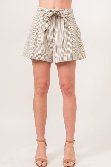 And The Why Linen Blend Striped Flowy Shorts