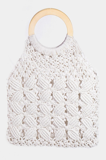 Fame Boho Braided Wooden Top Handle Bag