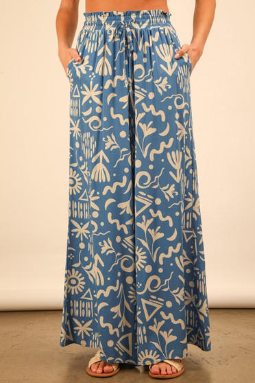 VERY J Printed Wide Leg Pants
