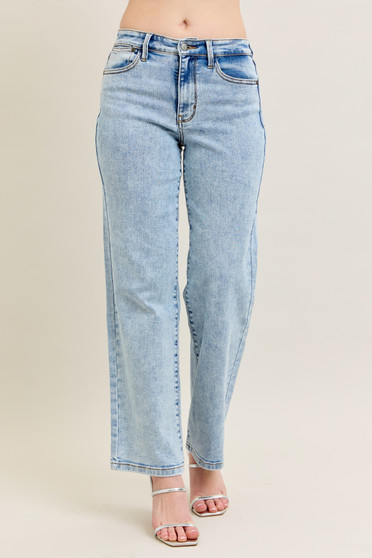Judy Blue Full Size High Waist Stone Wash Straight Jeans Plus Size