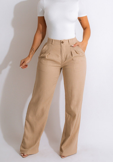 Women'S Fashion Casual Loose Straight Pants Solid Color Casual