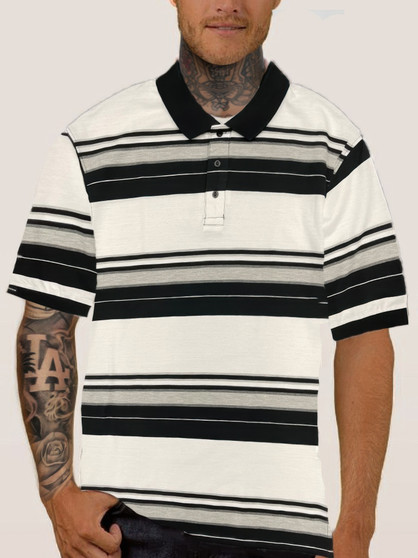 Old School Striped Pique Polo Shirt​