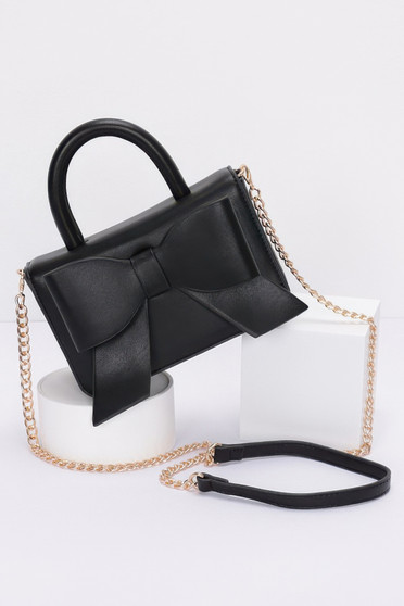 Faux Leather Ribbon Top Handle Bag