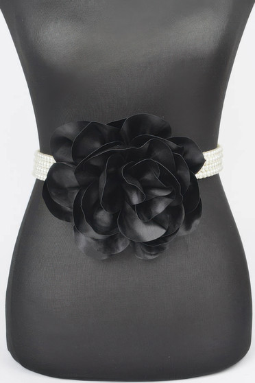 Oversized Flower Pearl Elastic Belt