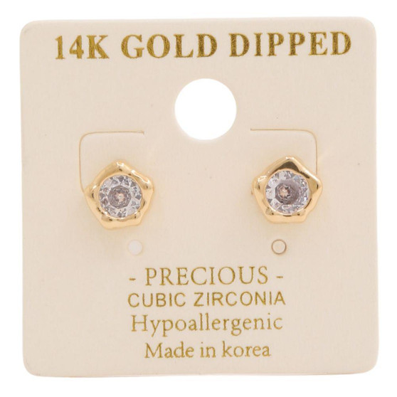 14K Gold Dipped Cz Stone Stud Earring​