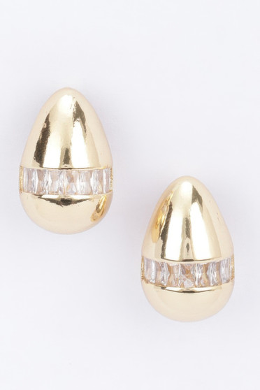 Metal Stone Tear Drop Earring