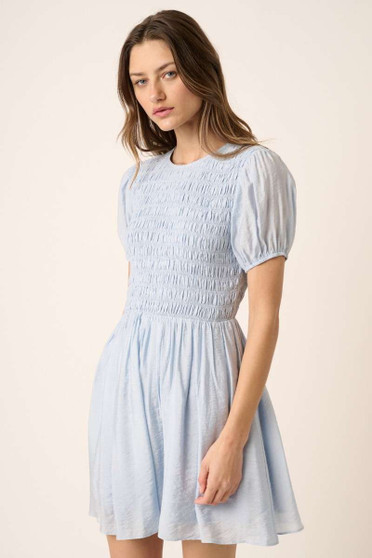 Mittoshop Smocking Detail Puff Sleeve Mini Dress