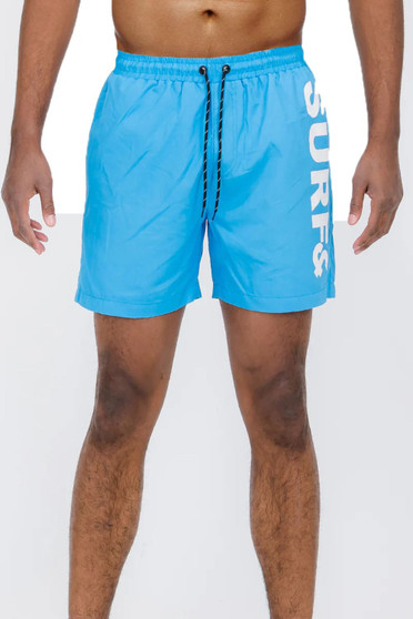 WEIV Men's Full Size Letter Graphic Drawstring Swim Shorts Plus Size