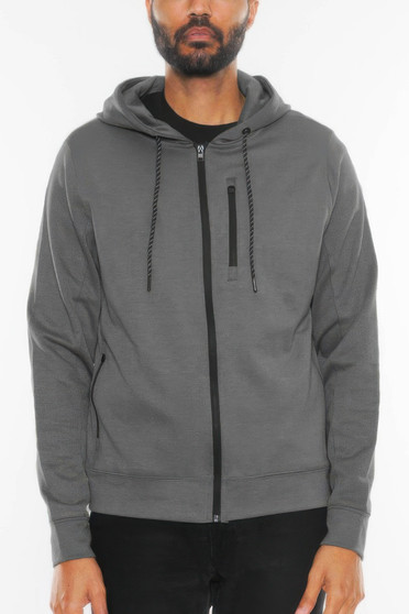 Solid Heathered Zip Up Jacket​​