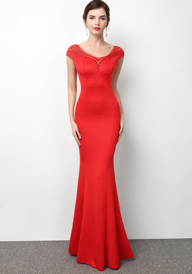 Ladies Formal Party Elegant V Neck Evening Dress