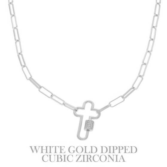 Gold Plated Cross Cutout Pendant Necklace