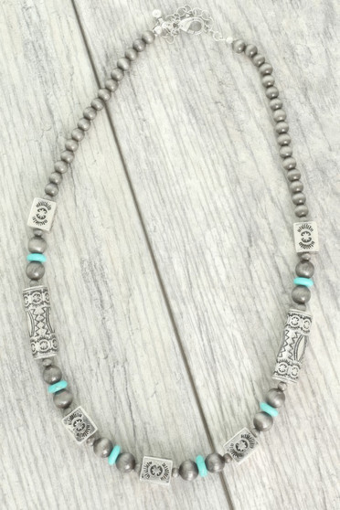 Western Theme Navajo Barrel Bead Necklace