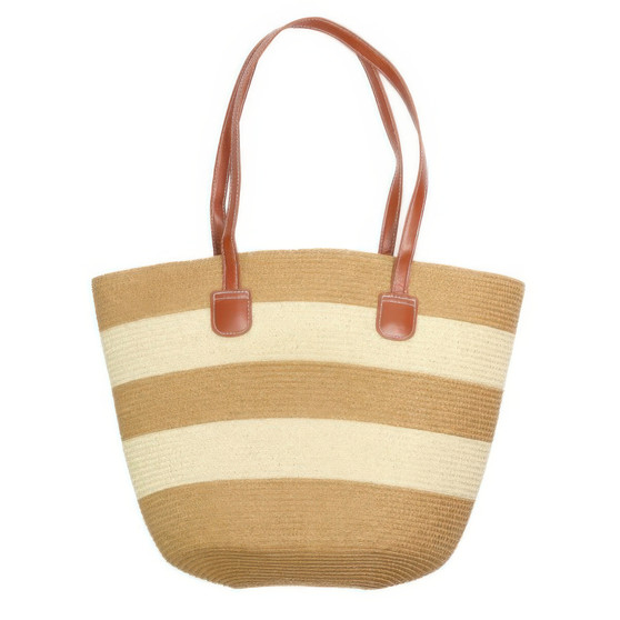 Striped Patterned Straw Woven Bag 15L