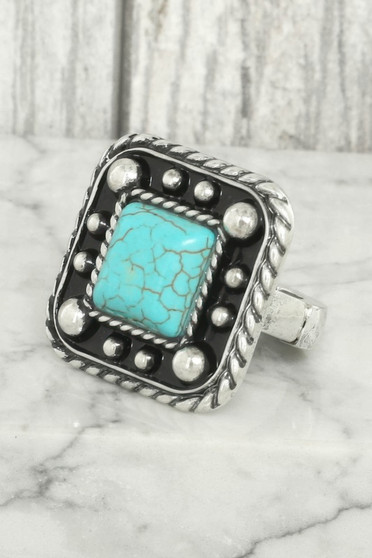 Western Bubble Jeweled Stretch Ring