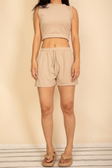 Cotton French Terry Crop Top & Shorts Set