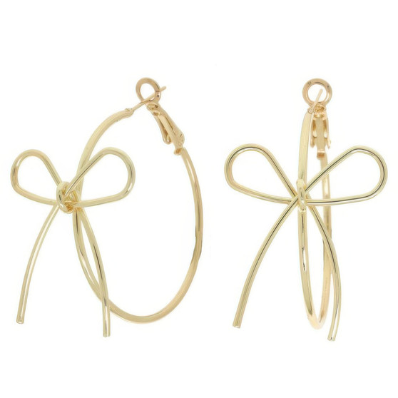 Polish Open Bow Wire Hoop Earrings​