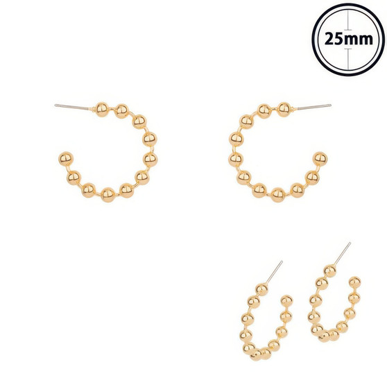 Ball Beaded Hoop Post Earrings​