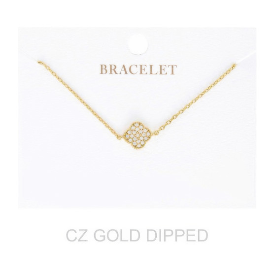 Women'S Gold Dipped Cz Quatrefoil Bracelet
