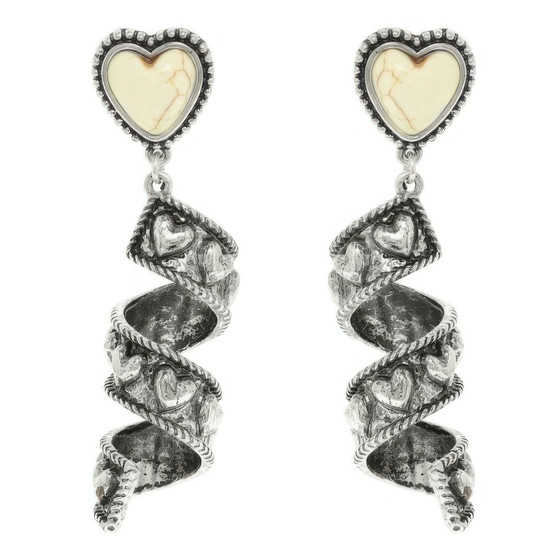 Western Turquoise Heart Spiral Earrings