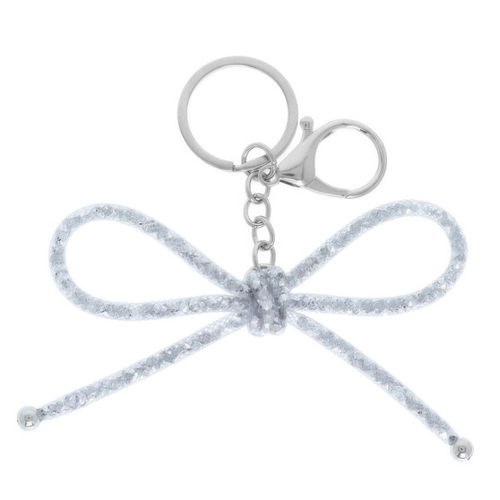 Metallic Colored Mesh Bow Bag Charm Keychain