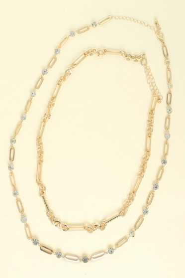 2-Piece Rhinestone Chain Necklace Layered Set