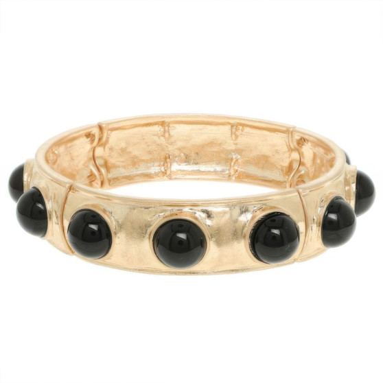Bezel Set Cabochon Stretch Bangle