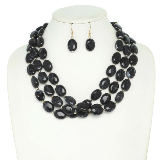 Multi Strand Natural Gemstone Beaded Necklace Set​