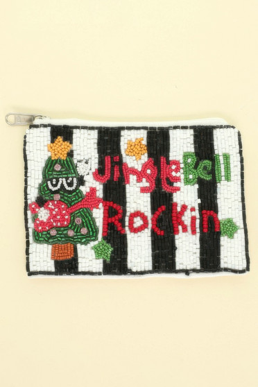 Christmas Jingle Bell Rockin Beaded Coin Bag