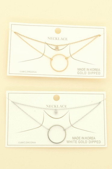 Cz Gold Plated Round Cut Pendant Necklace