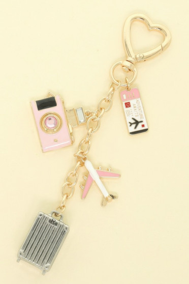 Travel Theme Bag Charm Keychain