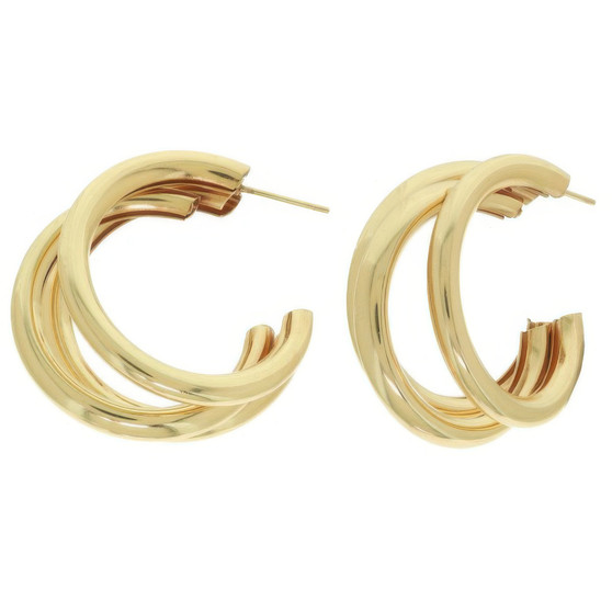 Polished Open Tube Hoop Earrings
