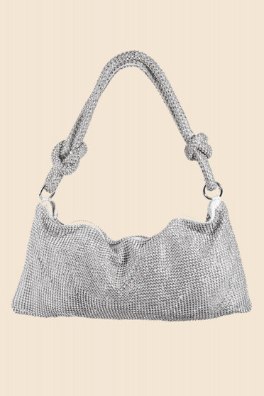 Fame Rhinestone Studded Hobo Bag