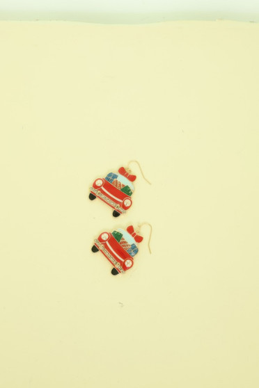 Christmas Theme Car Enamel Dangle Earrings