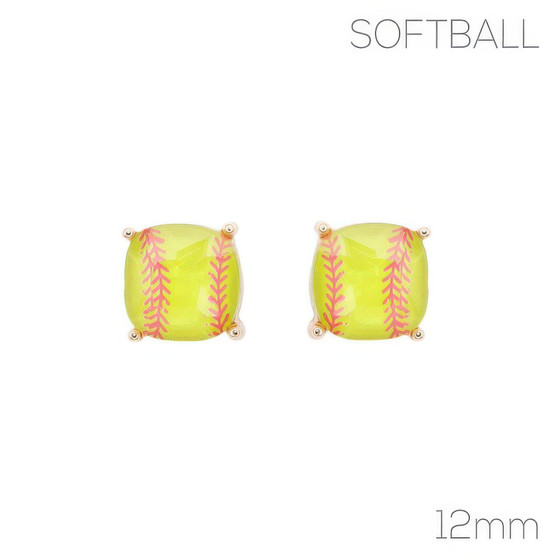 Gameday Cushion Cut Softball Earrings