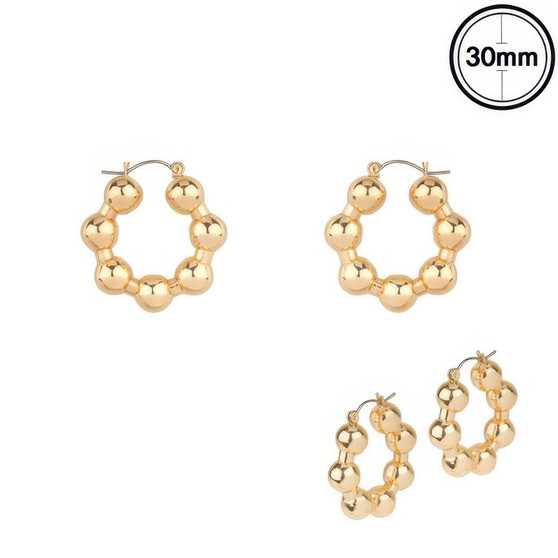 Flash-Plated Beaded Ball Hoop Earrings​